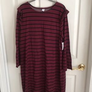 Old Nacy Burgundy stripe dress XL new with tags!